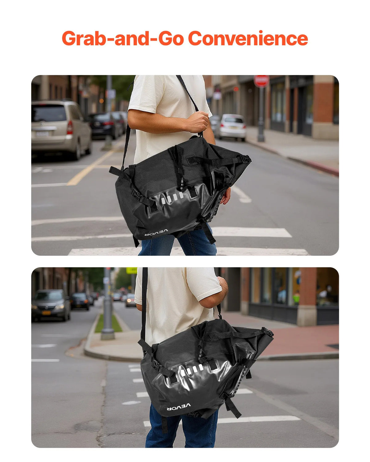 VEVOR motocikla sānu somas, 28 l (14 l x 2) lielas ietilpības motocikla sānu bagāžas somas, saderīgas ar lielāko daļu motociklu, ūdensizturīga āra motocikla bagāžas uzglabāšanas pleca soma ar apakšējo stiprinājuma siksnu, melna