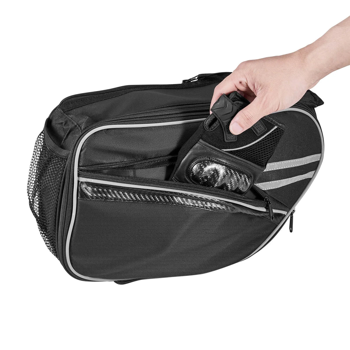 VEVOR motocikla sānu soma, 30 l (15 l x 2) ietilpīga motocikla sānu bagāžas soma ar ūdensnecaurlaidīgu lietus pārsegu un stiprinājuma siksnām, saderīga ar lielāko daļu motociklu, āra sporta motocikla bagāžas uzglabāšanas soma, melna