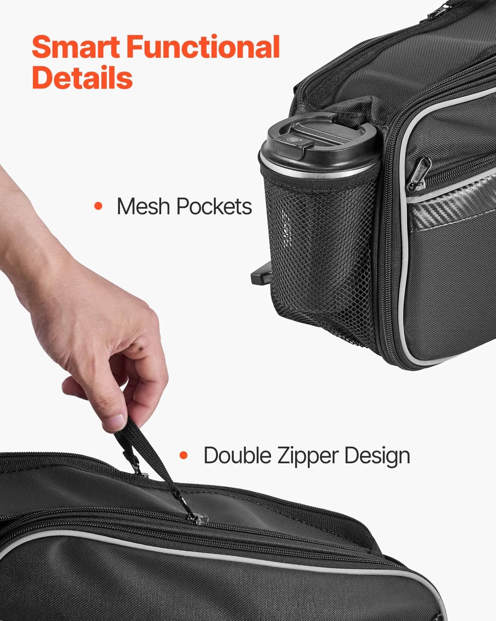 VEVOR motocikla sānu soma, 30 l (15 l x 2) ietilpīga motocikla sānu bagāžas soma ar ūdensnecaurlaidīgu lietus pārsegu un stiprinājuma siksnām, saderīga ar lielāko daļu motociklu, āra sporta motocikla bagāžas uzglabāšanas soma, melna
