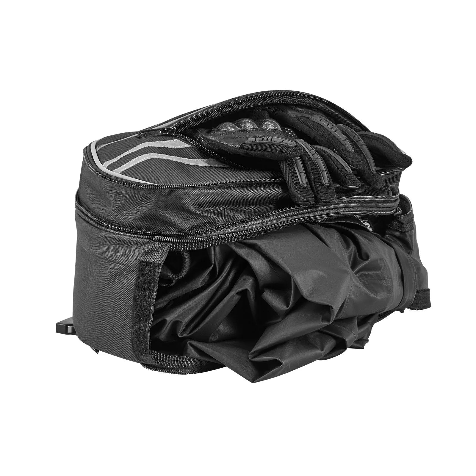 VEVOR motocikla sānu soma, 30 l (15 l x 2) ietilpīga motocikla sānu bagāžas soma ar ūdensnecaurlaidīgu lietus pārsegu un stiprinājuma siksnām, saderīga ar lielāko daļu motociklu, āra sporta motocikla bagāžas uzglabāšanas soma, melna