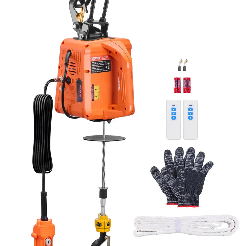 3 ühes elektriline tõstukivints 500 kg 1500 W 9 m koos juhtmega ja juhtmevaba kaugjuhtimispuldiga