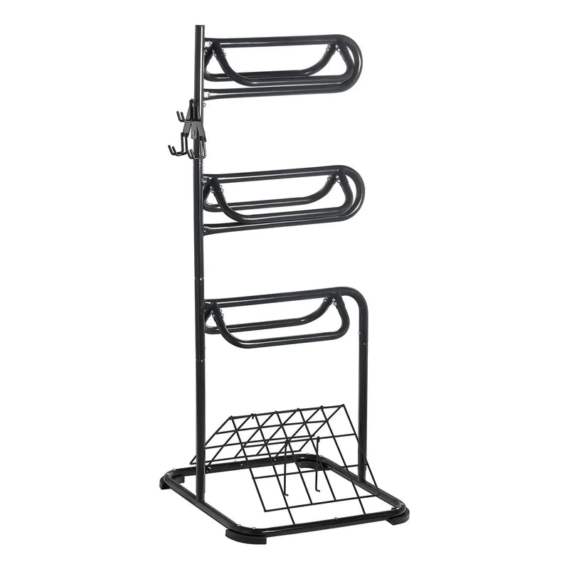 VEVOR brīvi stāvošs seglu statīvs 76 × 76 × 174 cm, 3 līmeņu seglu turētājs ar noņemamām un rotējošām sekcijām, izturīgs seglu un segu turētājs angļu un rietumu tipa segliem ekipējuma telpas organizēšanai