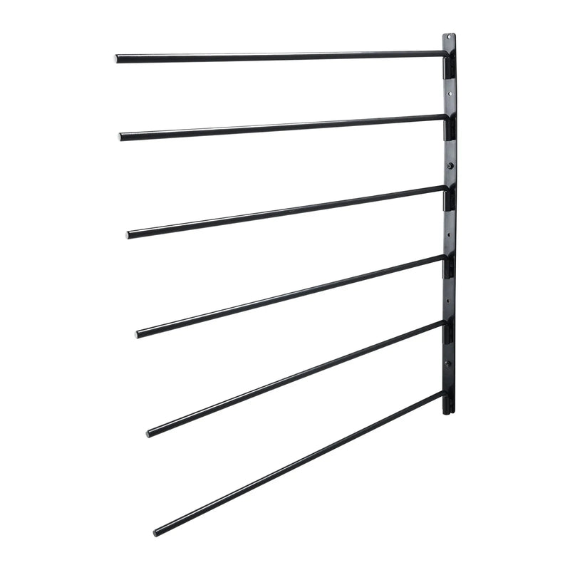 VEVOR sienas seglu statīvs 78 × 76 × 14 cm, izvirzāms 6 līmeņu seglu turētājs, vietu taupošs seglu, segu un jāšanas piederumu glabāšanas statīvs ekipējuma telpai vai treilerim