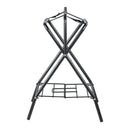 VEVOR salokāms seglu statīvs 71 × 48 × 95 cm, brīvi stāvošs un pārnēsājams seglu un segu turētājs no izturīga tērauda, piemērots angļu un rietumu tipa segliem, ekipējuma glabāšanai, melns