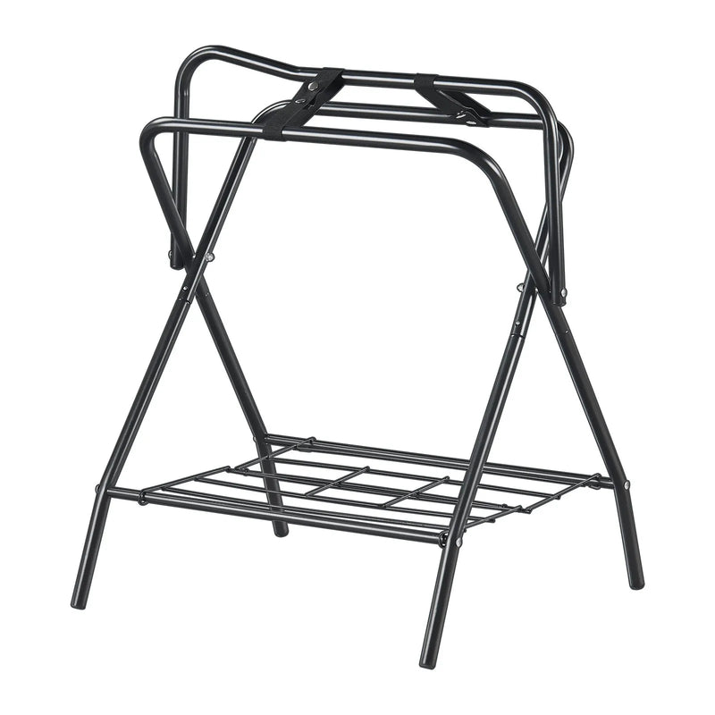 VEVOR salokāms seglu statīvs 71 × 48 × 95 cm, brīvi stāvošs un pārnēsājams seglu un segu turētājs no izturīga tērauda, piemērots angļu un rietumu tipa segliem, ekipējuma glabāšanai, melns