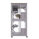 VEVOR āra kaķu māja – 3 līmeņu liels voljērs ar ritentiņiem, platformām, guļvietu un lielām durvīm – 76 x 86 x 163 cm