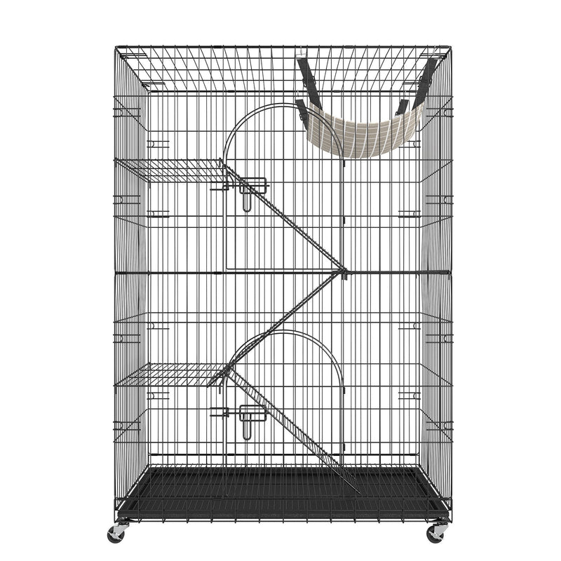 VEVOR 4-stāvu kaķu būris ar 360° rotējošām kājām, 3 kāpnēm un šūpuļkrēslu, piemērots 1–3 kaķiem, 900 x 600 x 1330 mm