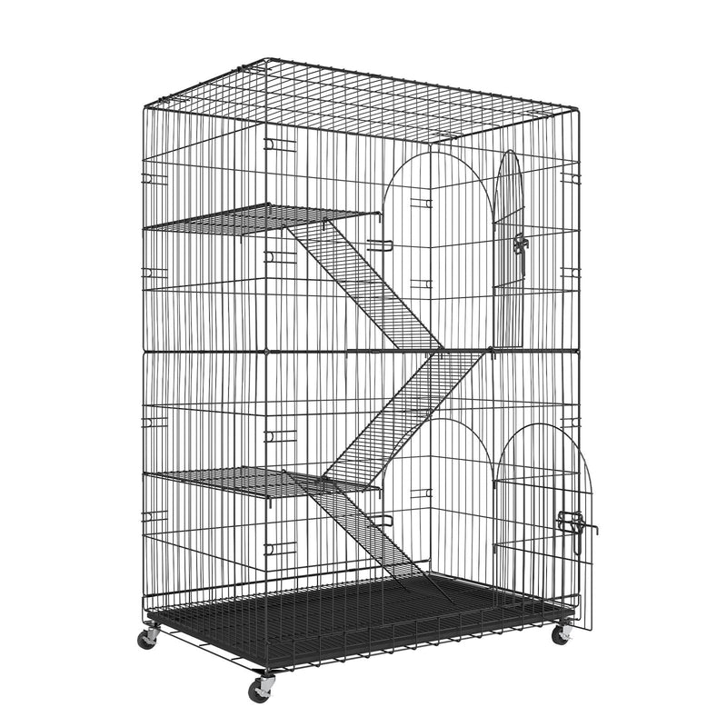 VEVOR 4-stāvu kaķu būris ar 360° rotējošām kājām, 3 kāpnēm un šūpuļkrēslu, piemērots 1–3 kaķiem, 900 x 600 x 1330 mm