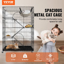 VEVOR 4-stāvu kaķu būris ar 360° rotējošām kājām, 3 kāpnēm un šūpuļkrēslu, piemērots 1–3 kaķiem, 900 x 600 x 1330 mm