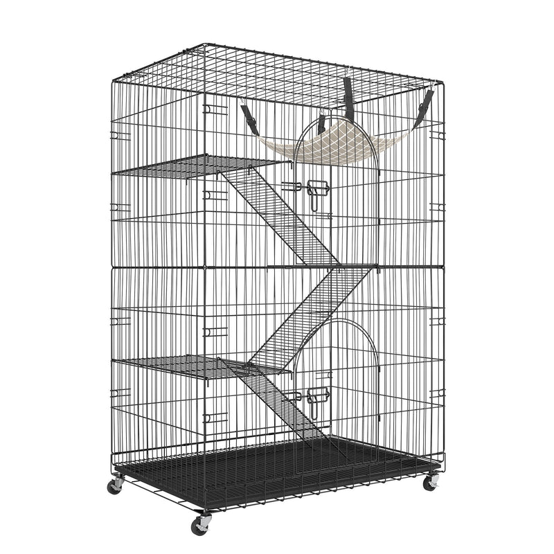 VEVOR 4-stāvu kaķu būris ar 360° rotējošām kājām, 3 kāpnēm un šūpuļkrēslu, piemērots 1–3 kaķiem, 900 x 600 x 1330 mm