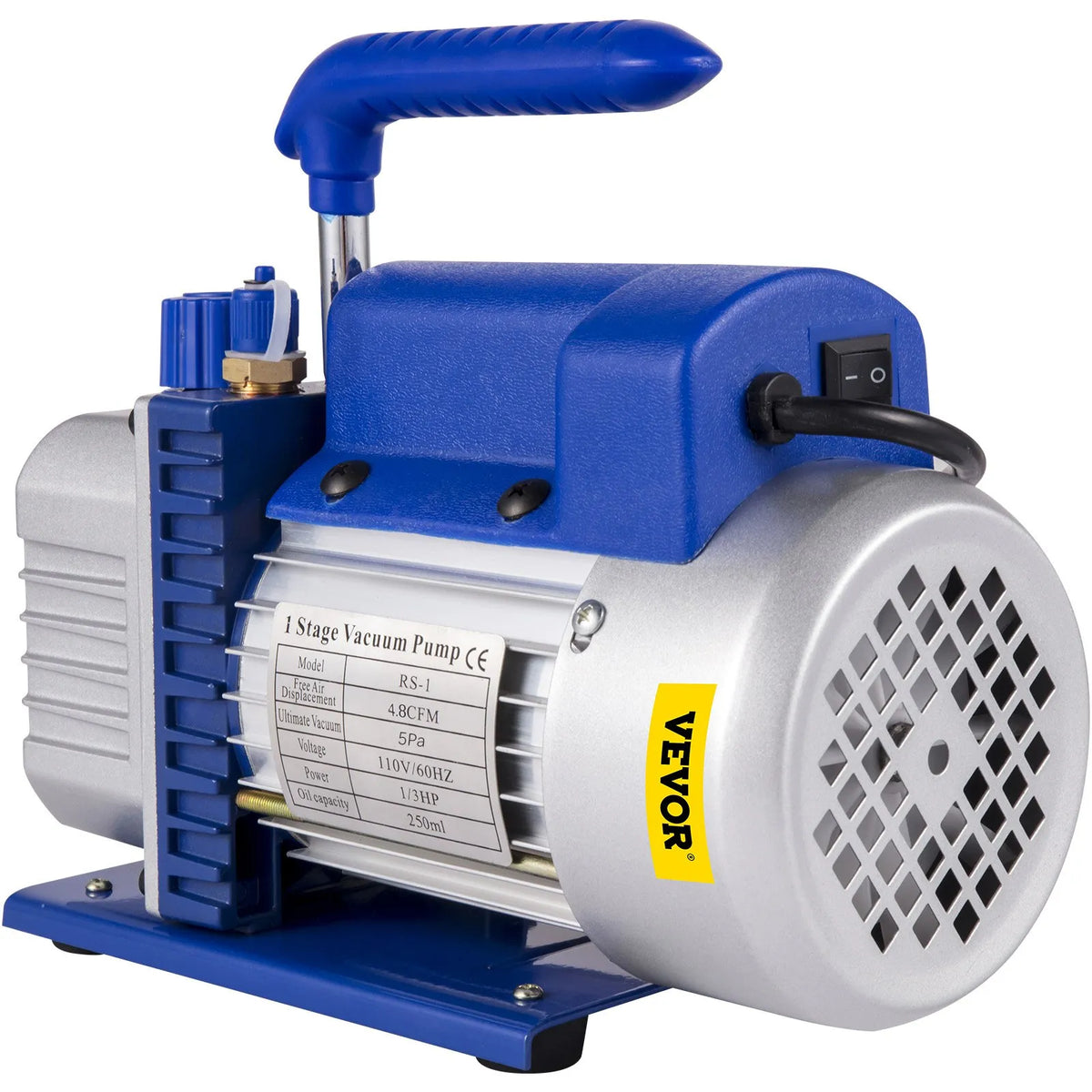 VEVOR AC vakuuma sūkņa un manometru kolektora komplekts, 4,8 CFM (136 l/min) HVAC vakuuma sūknis ar galējo vakuumu 5 Pa, ar uzglabāšanas kasti.