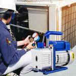 VEVOR AC vakuuma sūkņa un manometru kolektora komplekts, 4,8 CFM (136 l/min) HVAC vakuuma sūknis ar galējo vakuumu 5 Pa, ar uzglabāšanas kasti.