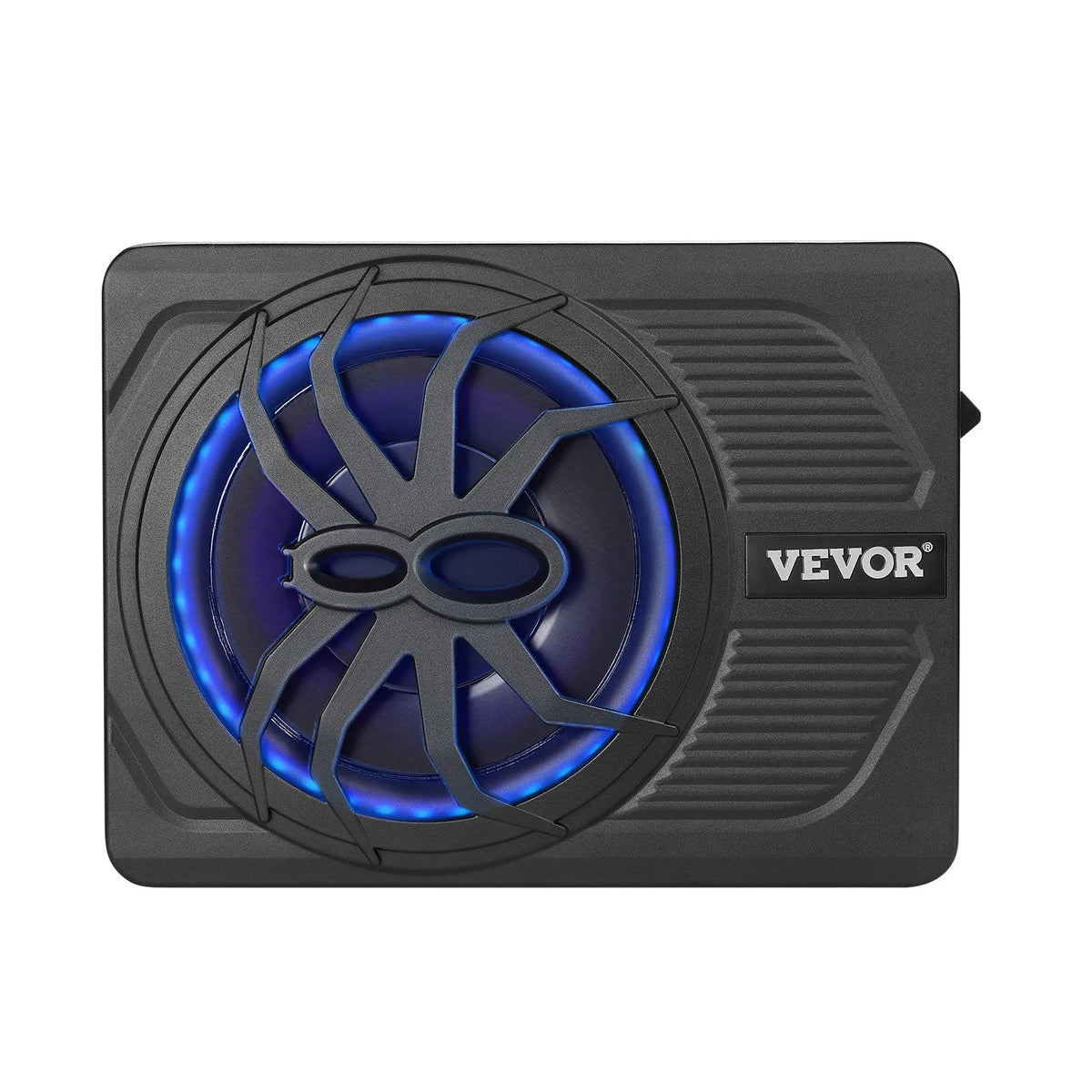 VEVOR 25 cm 440 W zem sēdekļa automašīnas subwooferis ar iebūvētu pastiprinātāju un zilu ambient apgaismojumu, zema profila aktīvais auto subwooferis ar tālvadības pulti, piemērots SUV, automašīnām, kravas auto un RV