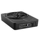 VEVOR 25 cm 440 W zem sēdekļa automašīnas subwooferis ar iebūvētu pastiprinātāju un zilu ambient apgaismojumu, zema profila aktīvais auto subwooferis ar tālvadības pulti, piemērots SUV, automašīnām, kravas auto un RV
