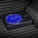 VEVOR 25 cm 440 W zem sēdekļa automašīnas subwooferis ar iebūvētu pastiprinātāju un zilu ambient apgaismojumu, zema profila aktīvais auto subwooferis ar tālvadības pulti, piemērots SUV, automašīnām, kravas auto un RV