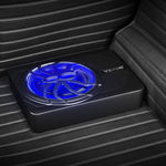 VEVOR 25 cm 440 W zem sēdekļa automašīnas subwooferis ar iebūvētu pastiprinātāju un zilu ambient apgaismojumu, zema profila aktīvais auto subwooferis ar tālvadības pulti, piemērots SUV, automašīnām, kravas auto un RV