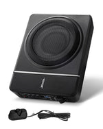 VEVOR 20 cm 240 W zem sēdekļa automašīnas subwooferis ar iebūvētu pastiprinātāju, zema profila aktīvais auto subwooferis ar High/Low Level ieejām un skaļuma regulatoru, piemērots SUV, automašīnām, kravas auto un RV