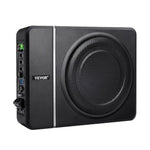 VEVOR 20 cm 240 W zem sēdekļa automašīnas subwooferis ar iebūvētu pastiprinātāju, zema profila aktīvais auto subwooferis ar High/Low Level ieejām un skaļuma regulatoru, piemērots SUV, automašīnām, kravas auto un RV