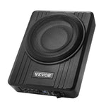 VEVOR 25 cm 300 W zem sēdekļa automašīnas subwooferis ar pastiprinātāju, zema profila aktīvais auto subwooferis ar iebūvētu pastiprinātāju, High/Low Level ieejas un skaļuma regulatoru, piemērots SUV, automašīnām, kravas auto un RV