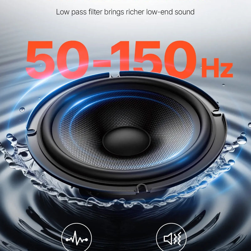 VEVOR 20 cm 400 W zem sēdekļa automašīnas subwooferis ar pastiprinātāju, zema profila aktīvais auto subwooferis ar iebūvētu pastiprinātāju, High/Low Level ieejas un skaļuma regulatoru, piemērots SUV, automašīnām, kravas auto un RV