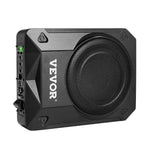 VEVOR 200 mm 800 W zem sēdekļa auto subwooferis ar iebūvētu pastiprinātāju, zema profila aktīvais zemfrekvenču skaļrunis ar augstā un zemā līmeņa ieejām un skaļuma regulatoru, piemērots SUV, automašīnām, kravas auto un kemperiem