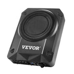 VEVOR 200 mm 800 W zem sēdekļa auto subwooferis ar iebūvētu pastiprinātāju, zema profila aktīvais zemfrekvenču skaļrunis ar augstā un zemā līmeņa ieejām un skaļuma regulatoru, piemērots SUV, automašīnām, kravas auto un kemperiem