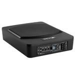 VEVOR 25 cm 240 W zem sēdekļa automašīnas subwooferis ar iebūvētu pastiprinātāju, zema profila aktīvais auto subwooferis ar High/Low Level ieejām un skaļuma regulatoru, piemērots SUV, automašīnām, kravas auto un RV
