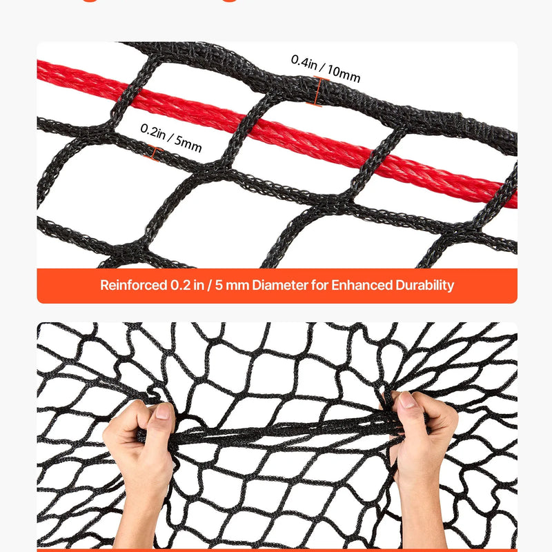 VEVOR apaļo siena ķīpu tīkls 1,8 × 1,8 × 1,8 m, acu izmērs 42 × 42 mm, PE materiāls, bezmezglu konstrukcija, komplektā savilcēji, adata, remonta aukla un uzglabāšanas soma, lēnās barošanas tīkls zirgiem