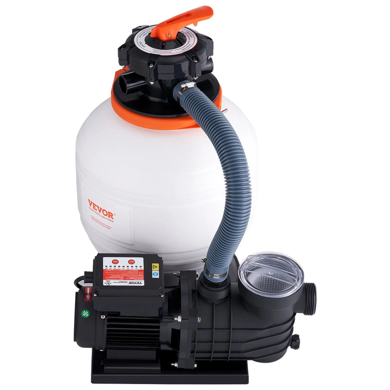 VEVOR smilšu filtra sūknis virszemes baseiniem, 350 mm, 13 000 l/h, 450 W, baseina sūkņa un filtra komplekts ar 6 virzienu daudzportu vārstu un sietiņa grozu, mājas un komerciālai lietošanai