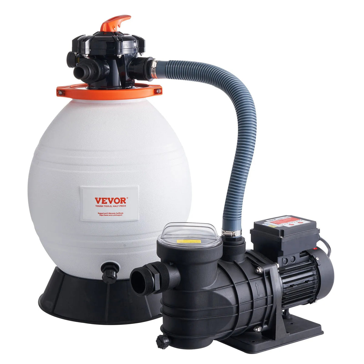 VEVOR smilšu filtra sūknis virszemes baseiniem, 400 mm, 18 000 l/h, 850 W, baseina sūkņa un filtra komplekts ar 6-virzienu daudzportu vārstu un sietiņa grozu, mājas un komerciālai lietošanai