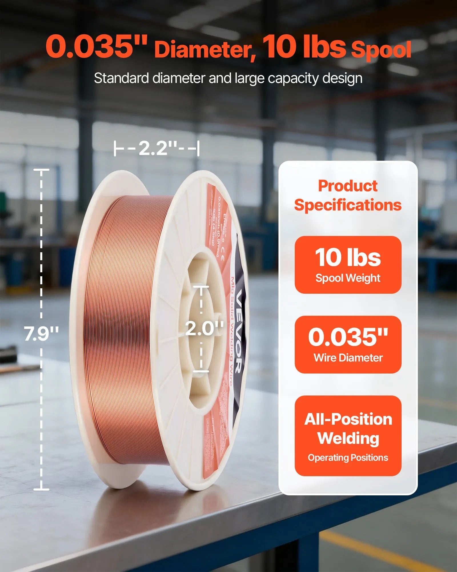 VEVOR MIG metināšanas stieple ER70S-6, Ø0,9 mm, 4,5 kg, zema šļakstīšanās, ar paaugstinātu deoksidētāju saturu, mazoglekļa tērauda metināšanai aizsarggāzes vidē visās pozīcijās