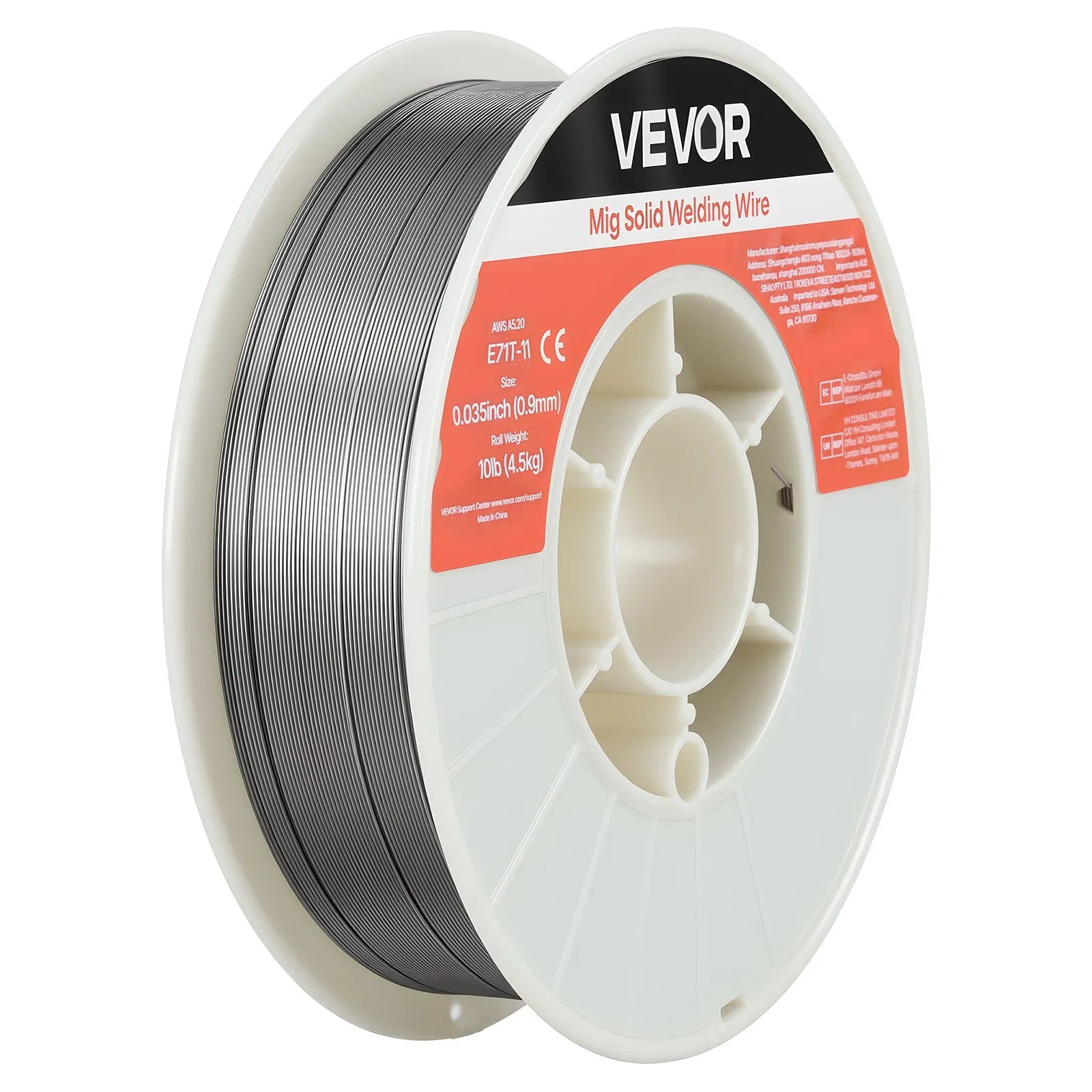 VEVOR pašekranētā pulverstieple E71T-11, Ø0,9 mm, 4,5 kg, bezgāzes MIG metināšanai, zema šļakstīšanās, piemērota visām metināšanas pozīcijām un darbam ārā