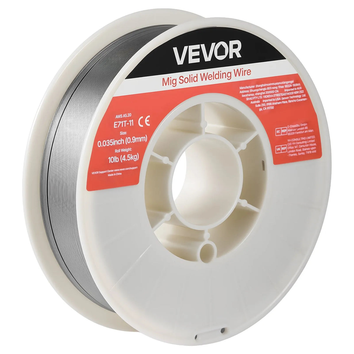 VEVOR pašekranētā pulverstieple E71T-11, Ø0,9 mm, 4,5 kg, bezgāzes MIG metināšanai, zema šļakstīšanās, piemērota visām metināšanas pozīcijām un darbam ārā