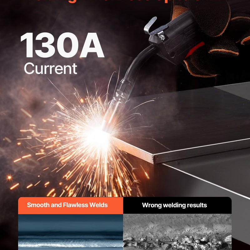 Сварочный аппарат VEVOR 130 A MIG без газа с порошковой проволокой, инвертор IGBT