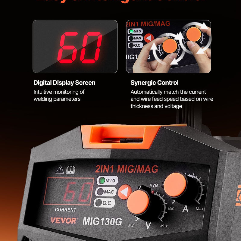 VEVOR MIG metināšanas aparāts 130 A 2-in-1 MIG/bezgāzes ar IGBT invertoru