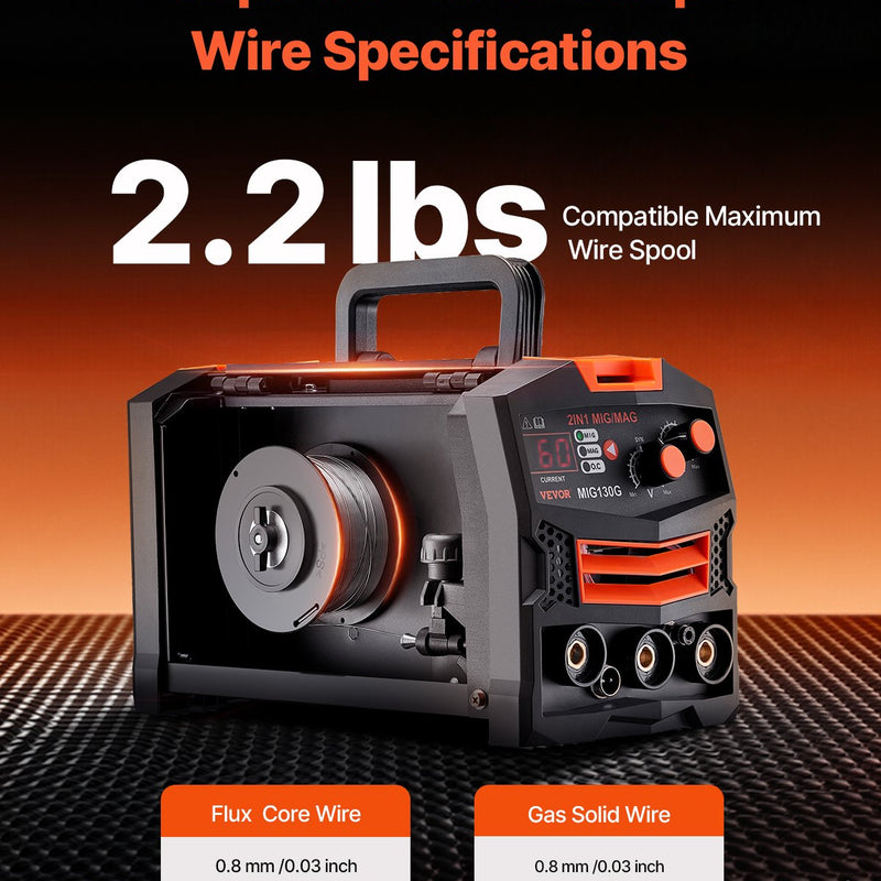 VEVOR MIG metināšanas aparāts 130 A 2-in-1 MIG/bezgāzes ar IGBT invertoru