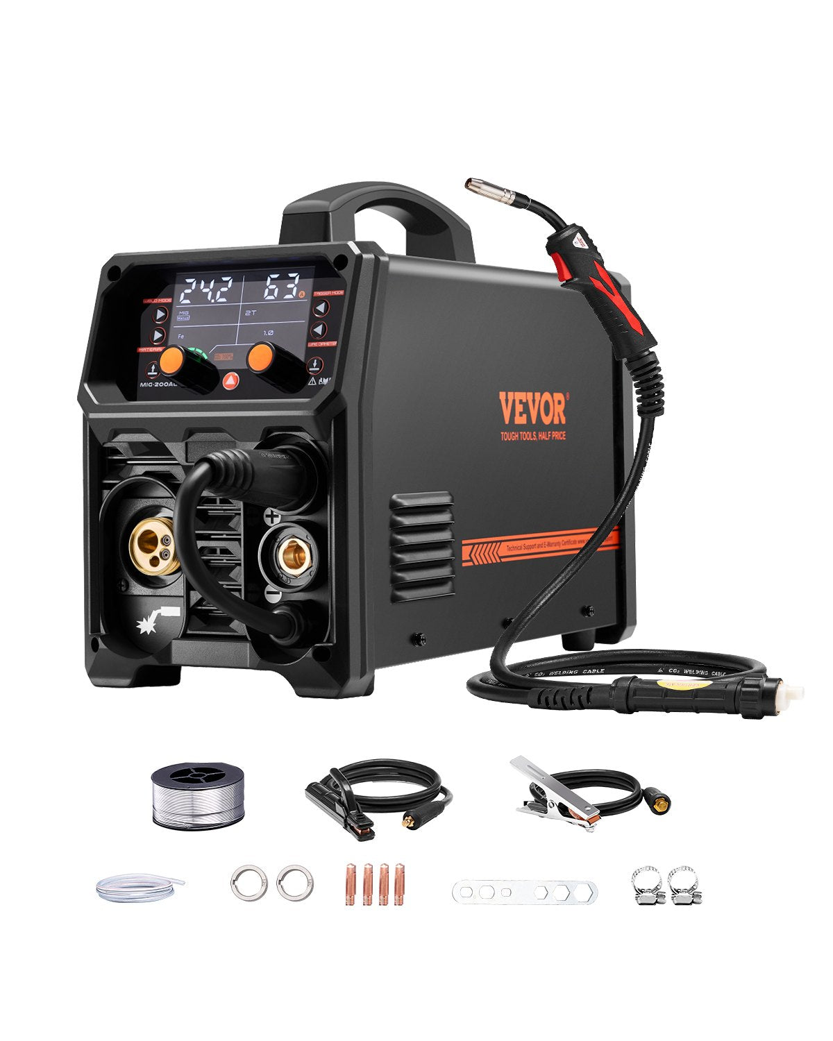 Metināšanas aparāts VEVOR 200 A, 5-in-1 MIG/Pluse/MMA/Lift TIG/Spool Gun, sinerģisks