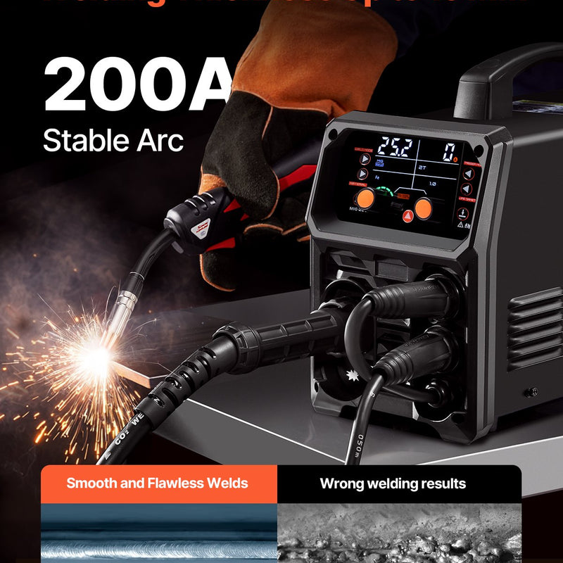 VEVOR 200 A, 5-in-1 MIG/Pluse/MMA/Lift TIG/Spool Gun, synergic