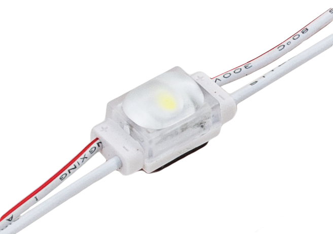 LED modulis 1-diode 12V 0,36W ar ovālu lēcu 170x130 grādi. krāsa 6000-7000K