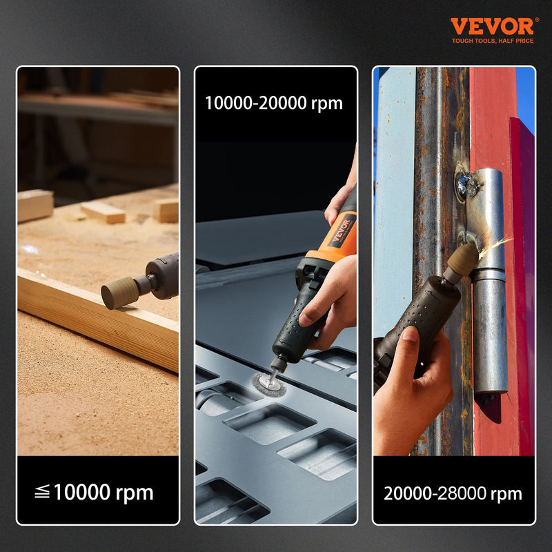 VEVOR käeshoitav sirge freeser 6,4 mm, võimas sirge freeser, 30 000 pööret minutis, 6 muutuva pöörlemiskiirusega