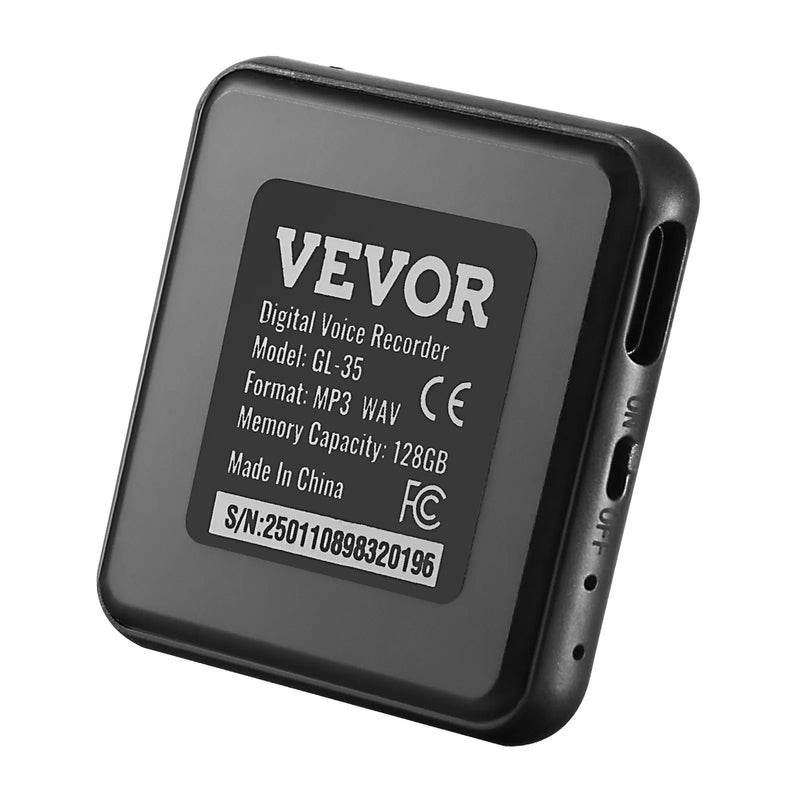 VEVOR magnētiskais balss aktivizētais ierakstītājs, 128 GB, digitālais audio ierakstītājs ar atskaņošanu, 8730 stundu ieraksta ietilpība, 100 stundu akumulatora darbības laiks, USB-C audio ierakstītājs MP3 formātā lekcijām, sapulcēm un intervijām