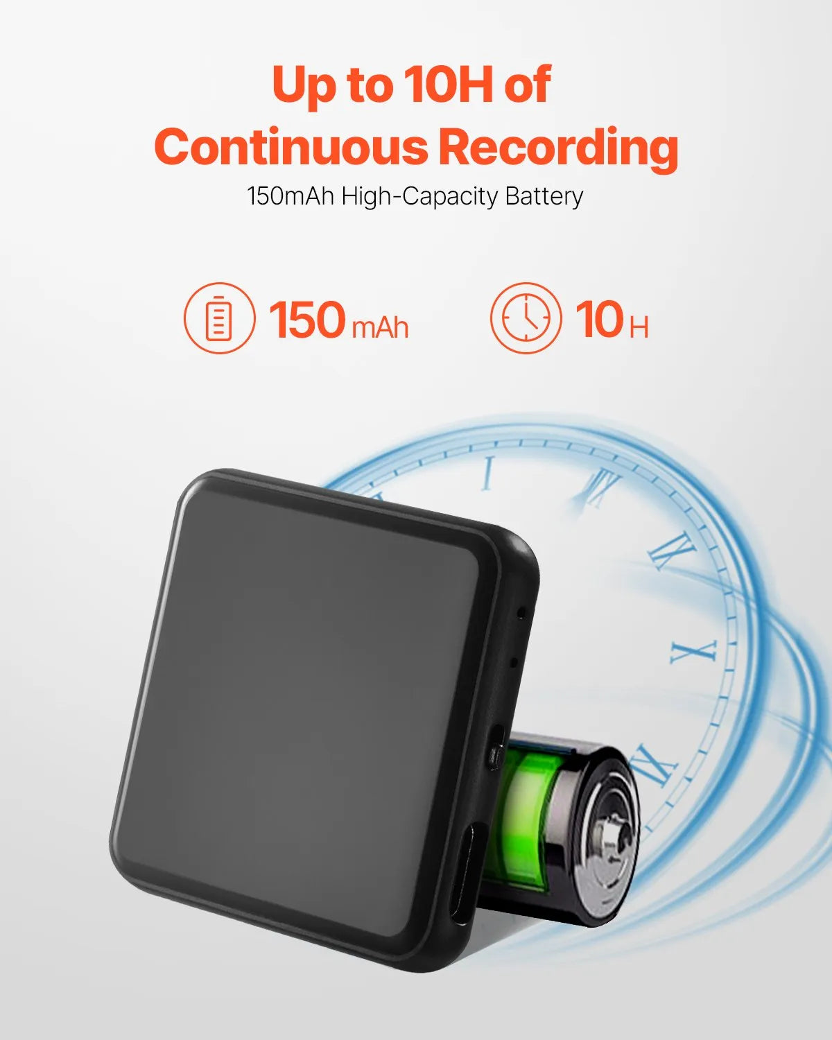 VEVOR magnētiskais balss aktivizētais ierakstītājs, 128 GB, digitālais audio ierakstītājs ar atskaņošanu, 8730 stundu ieraksta ietilpība, 100 stundu akumulatora darbības laiks, USB-C audio ierakstītājs MP3 formātā lekcijām, sapulcēm un intervijām