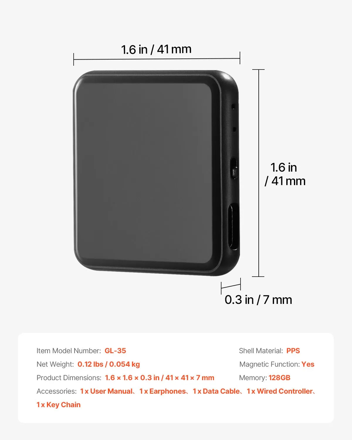 VEVOR magnētiskais balss aktivizētais ierakstītājs, 128 GB, digitālais audio ierakstītājs ar atskaņošanu, 8730 stundu ieraksta ietilpība, 100 stundu akumulatora darbības laiks, USB-C audio ierakstītājs MP3 formātā lekcijām, sapulcēm un intervijām