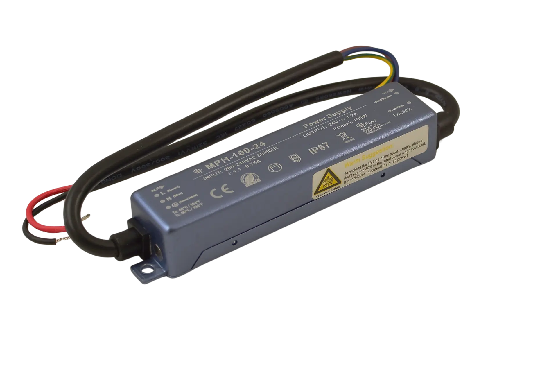 100W FOSE LED barošanas bloks 24V 4,2A, IP67