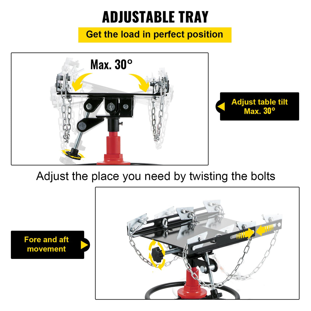Гидравлический трансмиссионный подъемник VEVOR 0,6 т, телескопический, с ножной педалью и поворотными роликами на 360°, двухступенчатая напольная стойка, красный
