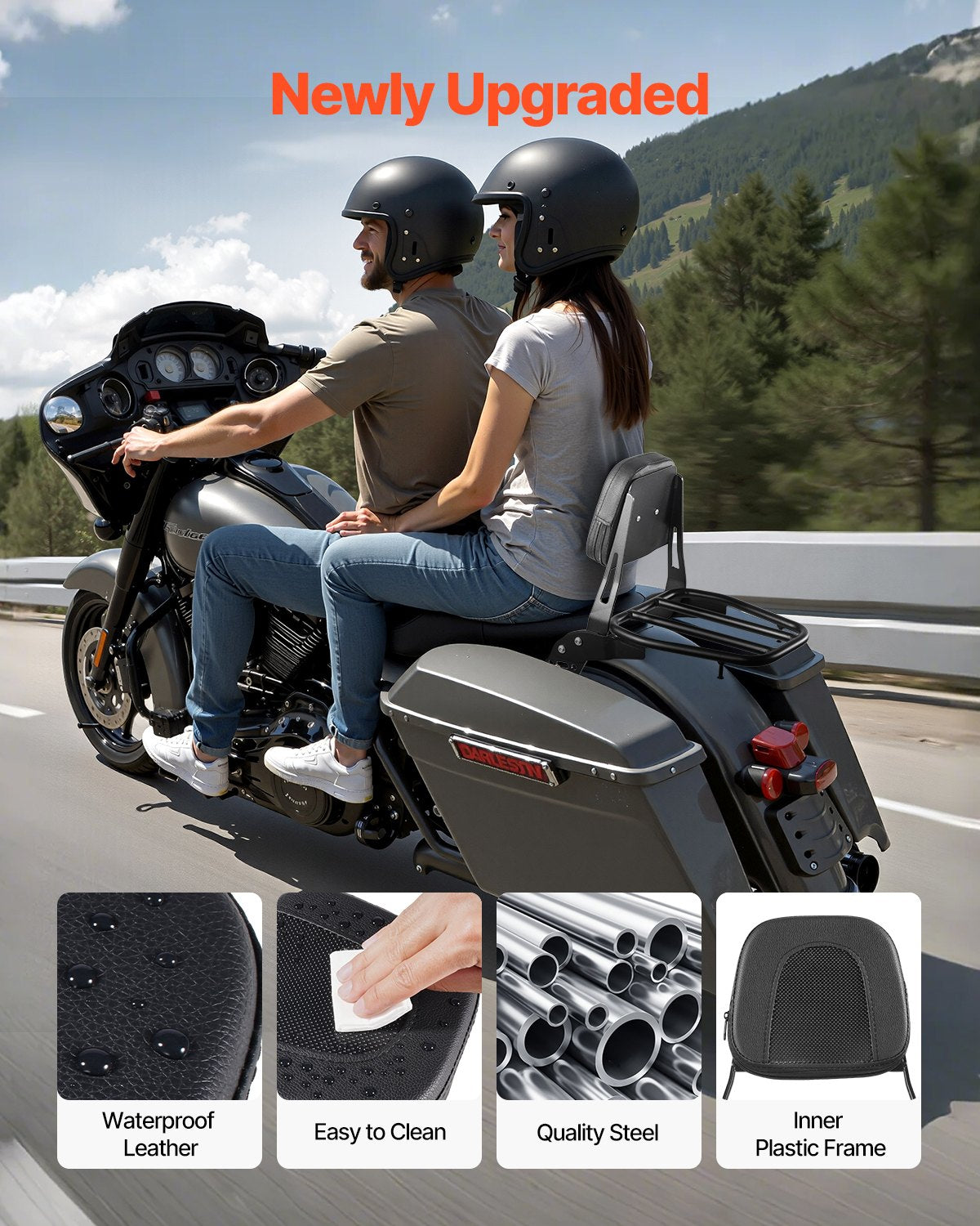 VEVOR motocikla atzveltne ar bagāžas plauktu Honda Rebel 2017–2022