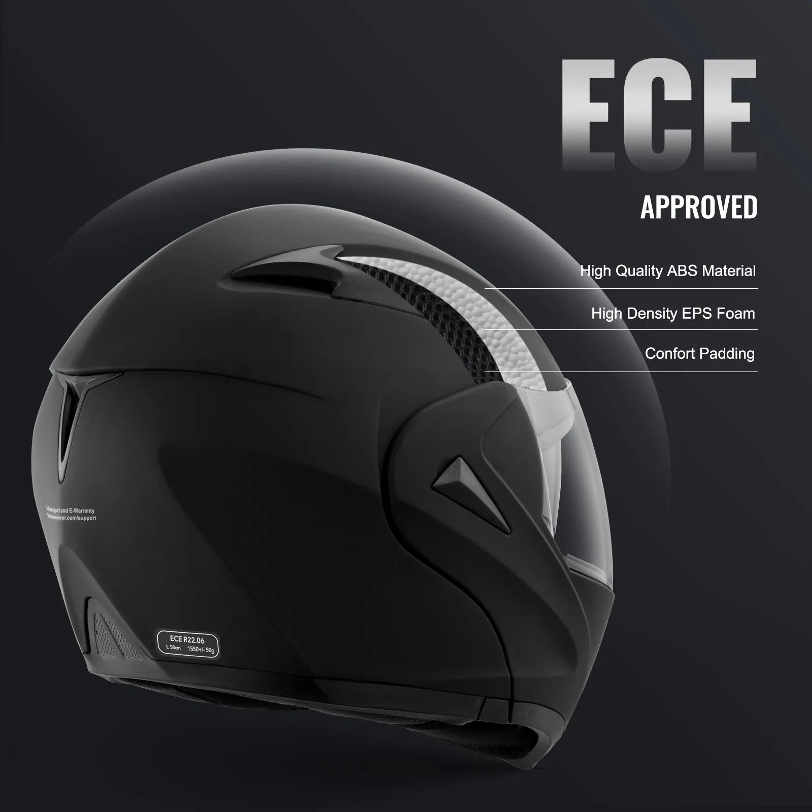 VEVOR motocikla ķivere bez sejas aizsarga ar Bluetooth sakaru sistēmu, ABS un augsta blīvuma korpuss ar maināmu vizieri, DOT sertificēta motokrosa ķivere, piemērota jauniešiem un pieaugušajiem
