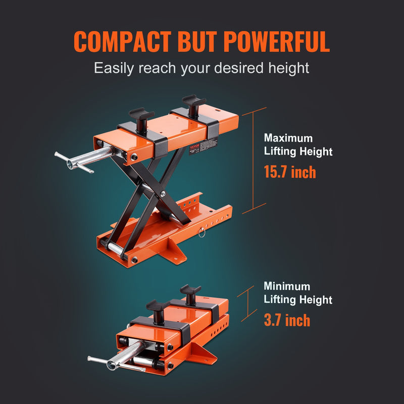 VEVOR motorcycle scissor lift with platform, 500 kg lifting capacity, suitable for ATVs, cross-country motorcycles and other small vehicles