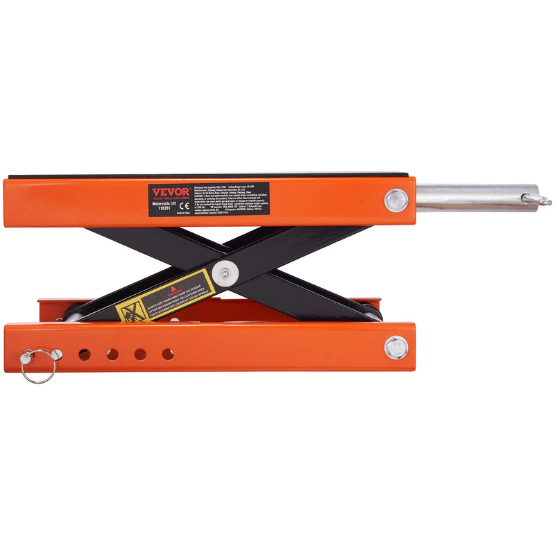 VEVOR motociklu šķērveida domkrats, 500 kg ietilpība ar plašu platformu ATV un motocikliem