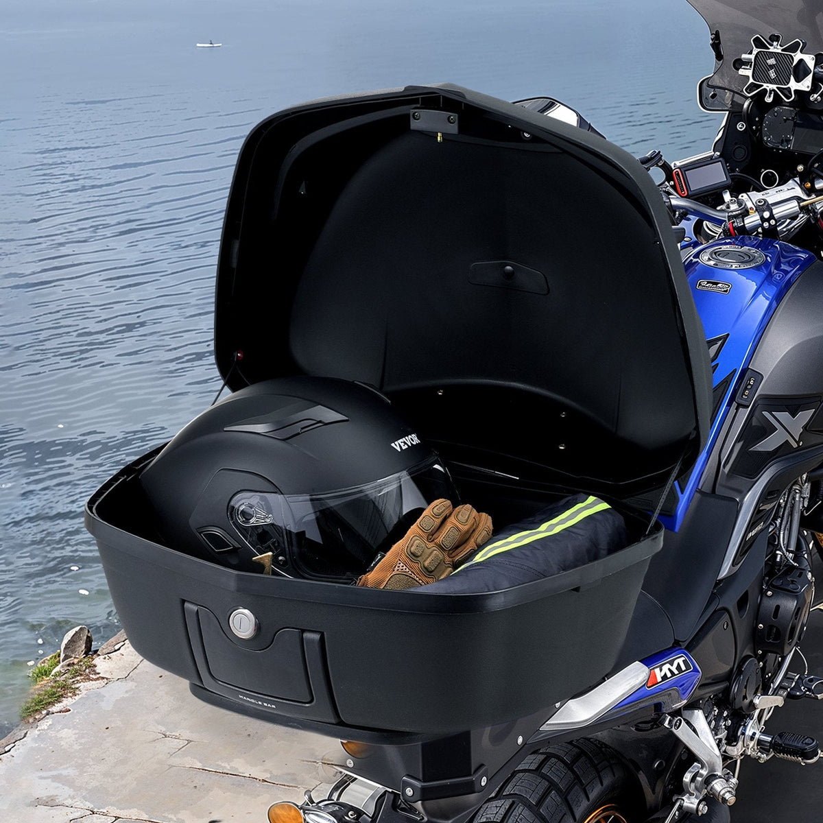VEVOR 48 L motocikla bagāžas kaste ar atstarojošu paneli